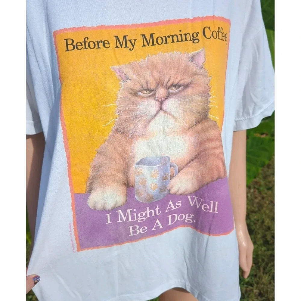 Funny Cat Shirt Before My Morning Coffee , I Might‎ As Well Be A Dog